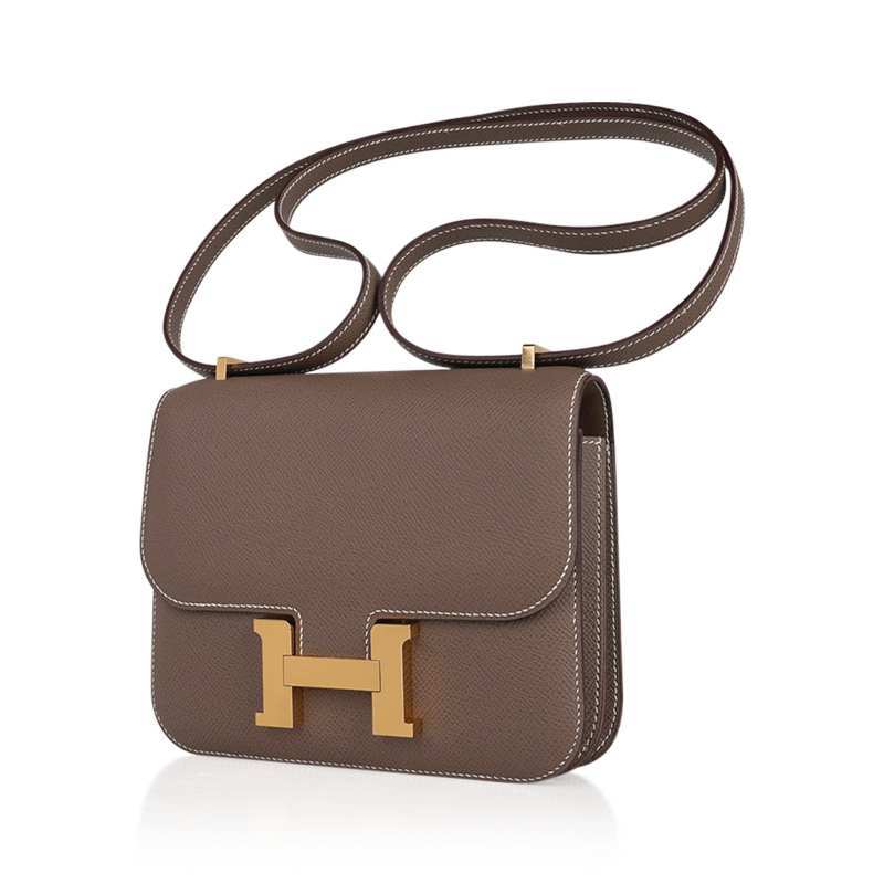 Constance Mini 18 Bag Etoupe Gold Hardware Epsom Leather