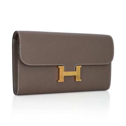 Constance Long To Go Wallet Etoupe Epsom with Gold Hardware
