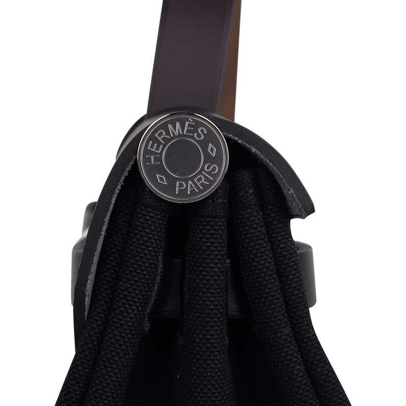 Herbag Zip 31 Bag Retourne Black Toile & Blue Indigo Vache Hunter Leather with Palladium Hardware