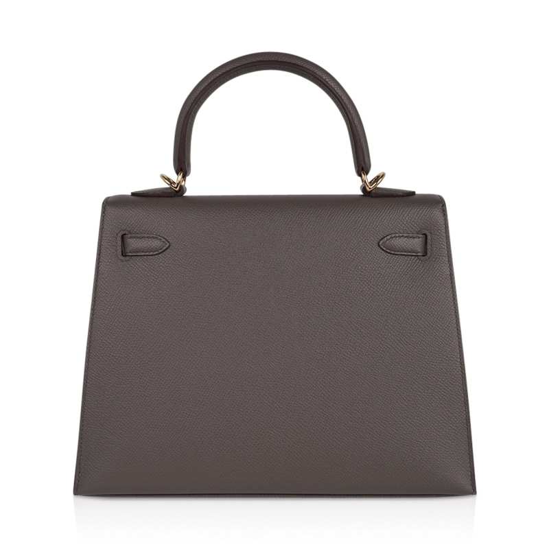 Kelly Sellier 25 Bag Etain Gold Hardware Epsom Leather New