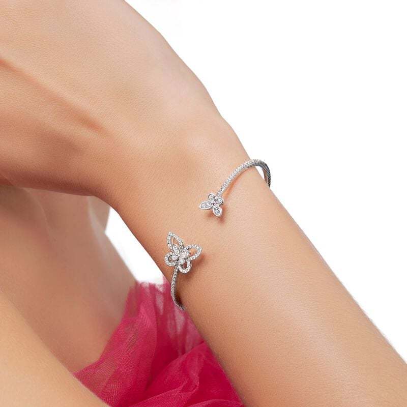 Butterfly Silhouette Open Diamond Bangle