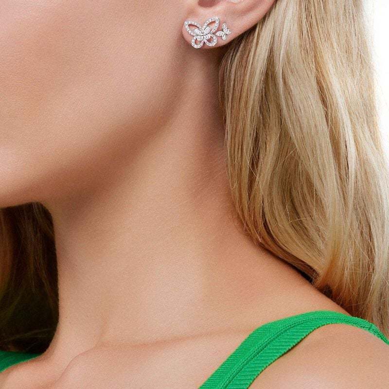 Pavé Butterfly Diamond Petite Stud Earrings