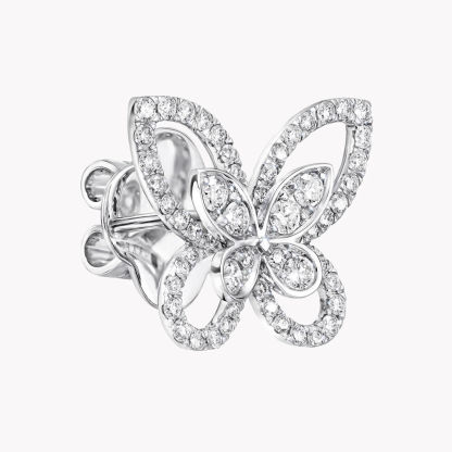 Butterfly Silhouette Diamond Stud Earrings WHITE GOLD