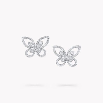 Butterfly Silhouette Diamond Stud Earrings WHITE GOLD