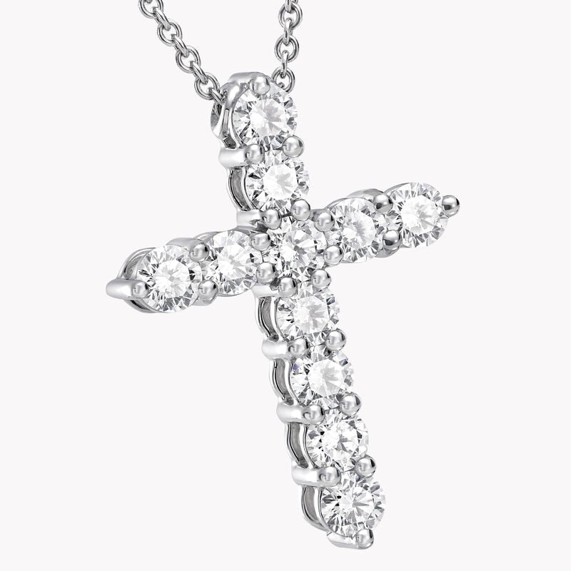 Round Diamond Cross Small Pendant