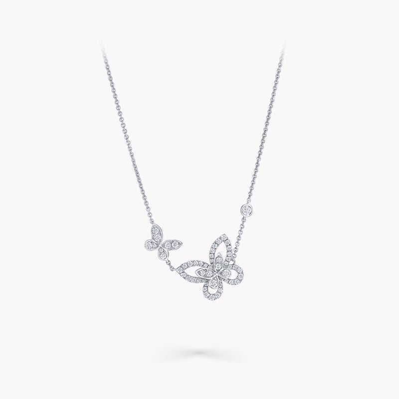 Double Butterfly Silhouette Diamond Pendant