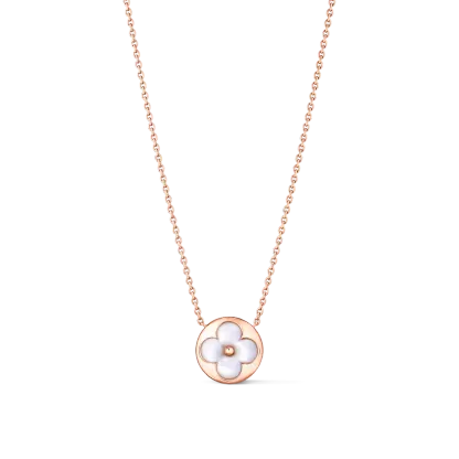 Color Blossom sun pendant, pink gold and white mother-of-pearl