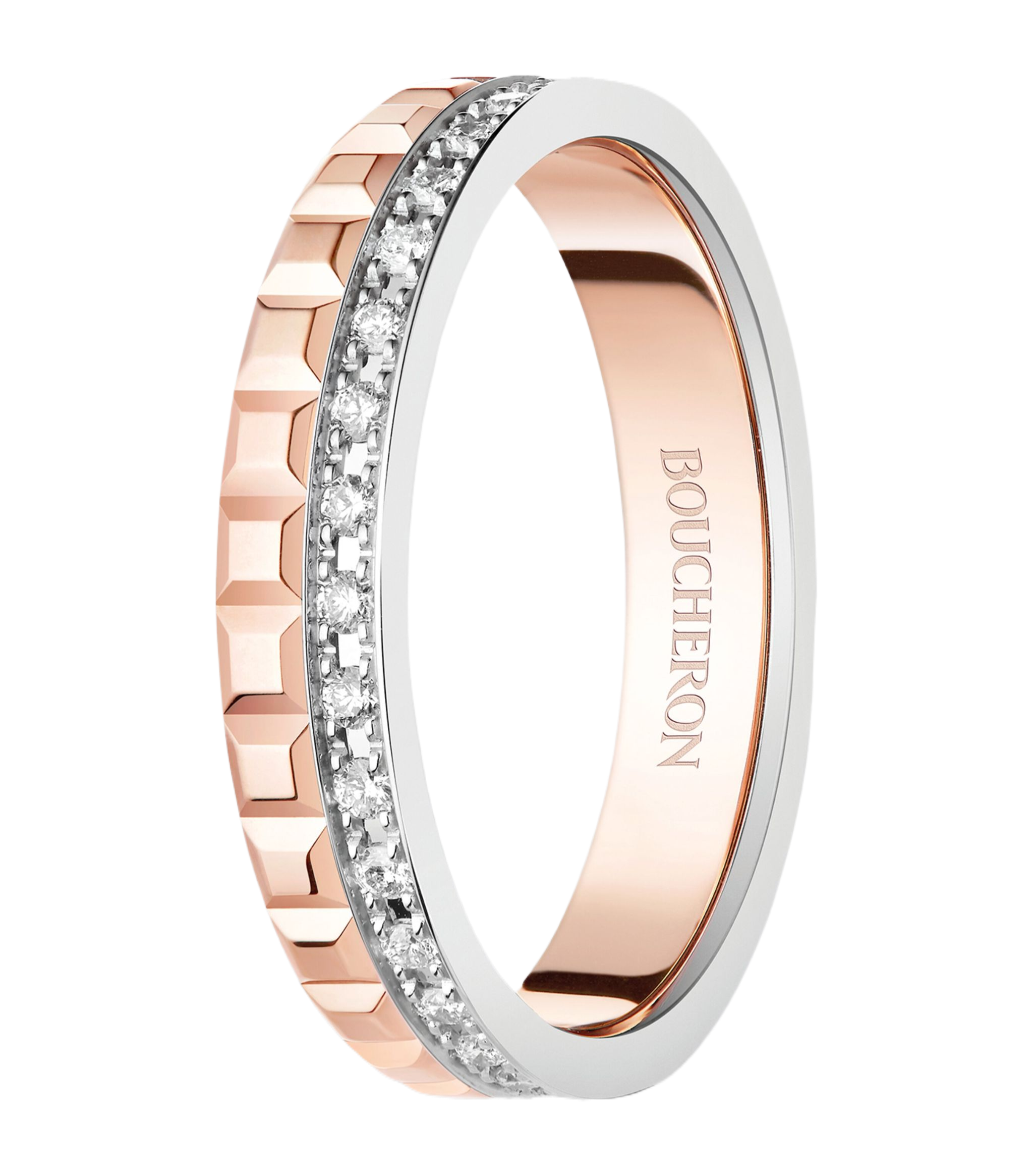 YELLOW GOLD, ROSE GOLD AND DIAMOND QUATRE WEDDING BAND