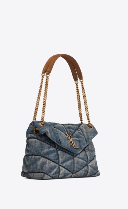 PUFFER MEDIUM IN SUEDE AND DENIM