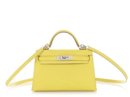 Herthtmes Lime Epsom Mini Kelly 20 II Palladium Hardware