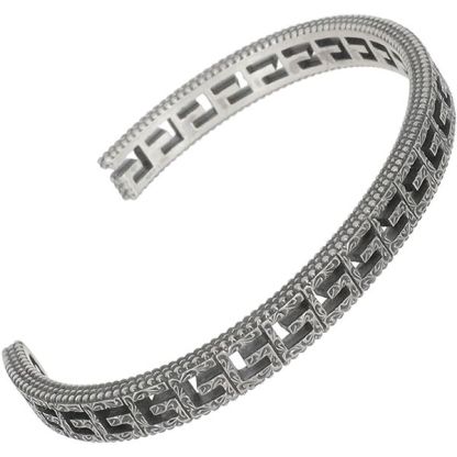 Cubed G Motif Logo Cuff Bracelet in Sterling Silver