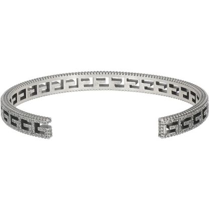 Cubed G Motif Logo Cuff Bracelet in Sterling Silver