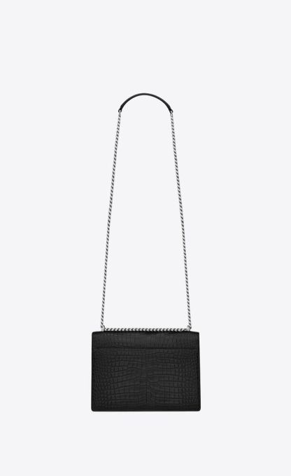 SUNSET MEDIUM IN CROCODILE-EMBOSSED LEATHER