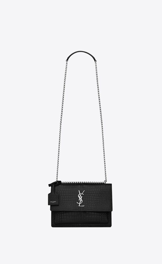 SUNSET MEDIUM IN CROCODILE-EMBOSSED LEATHER