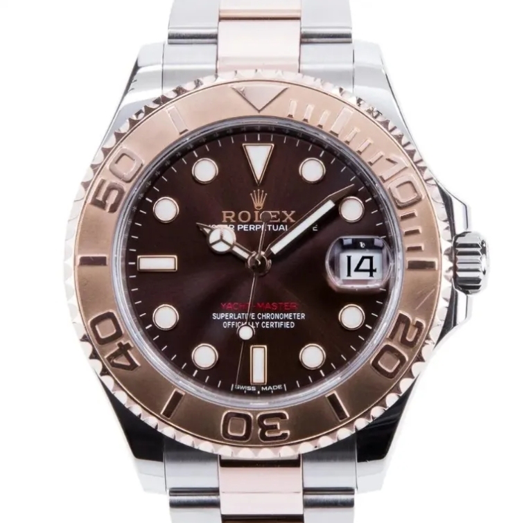 Yacht-Master 37 Steel and Everose Gold Rolesor Yacht-Master 37 Watch - Black Dial - Oyster Bracelet 268621