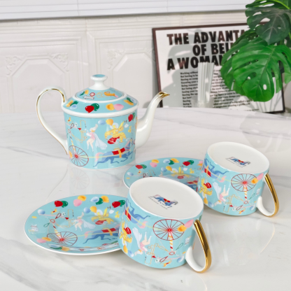 Hethtrmès 🔥 New Arrival: "Astronaut" Blue 5-Piece Bone China Dinnerware Set