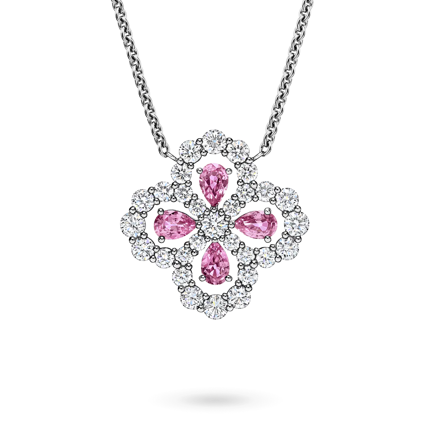 Diamond Loop Full Motif Pink Sapphire and Diamond Pendant