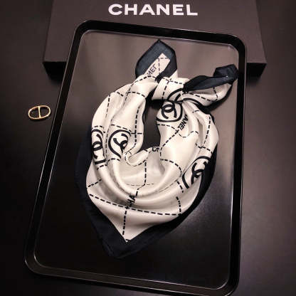 Double C square striped silk scarf