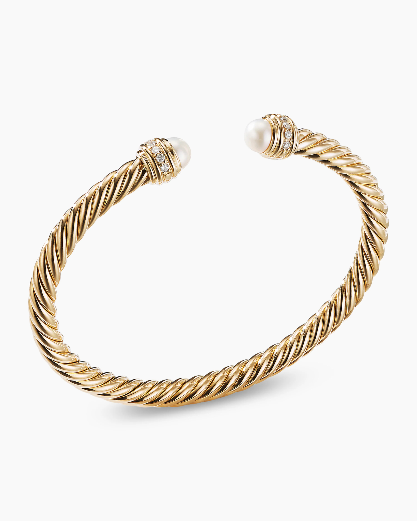 Classic Cablespira庐 Bracelet 18K Yellow Gold with Pearls and Diamonds, 5mm