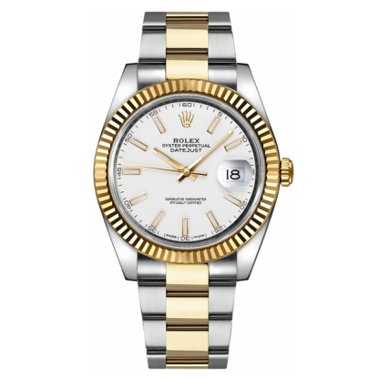 Datejust 41 White Dial Men's Gold & Steel Watch 126333-0015