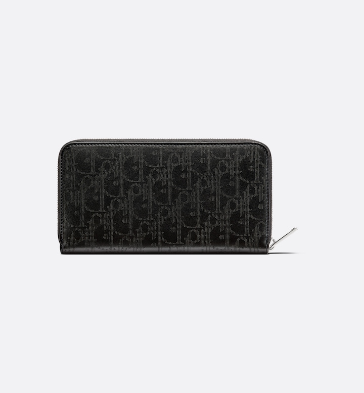 Zipped Long Wallet  Black Oblique Galaxy Leather