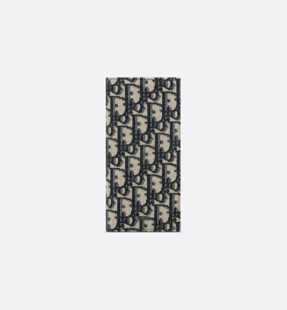 Vertical Long Wallet  Beige and Black Oblique Jacquard