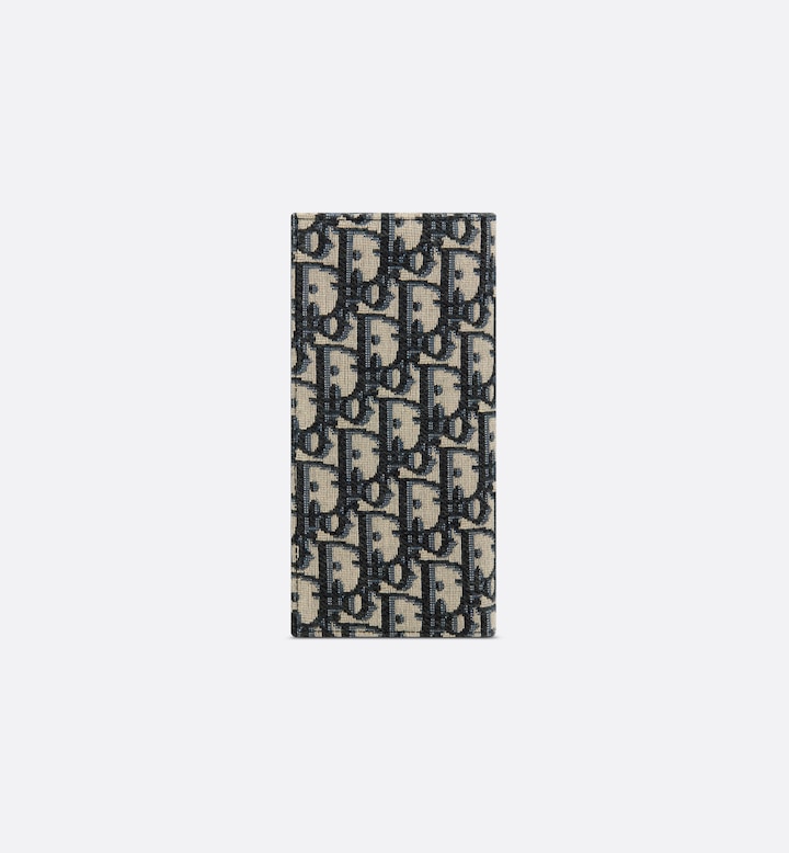 Vertical Long Wallet  Beige and Black Oblique Jacquard