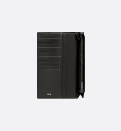 Vertical Long Wallet Black Oblique Jacquard