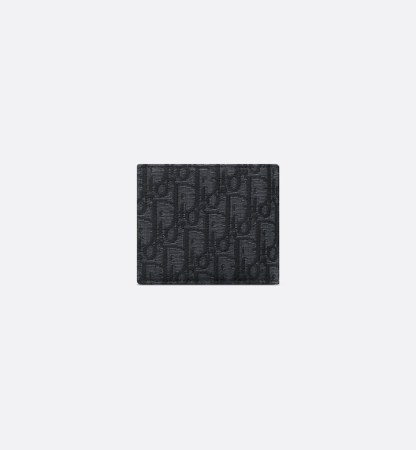 Compact Wallet Black Oblique Jacquard