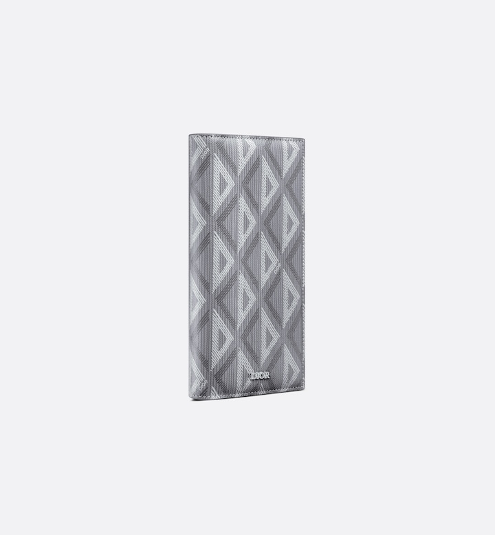 Vertical Bifold Wallet Gray CD Diamond Canvas