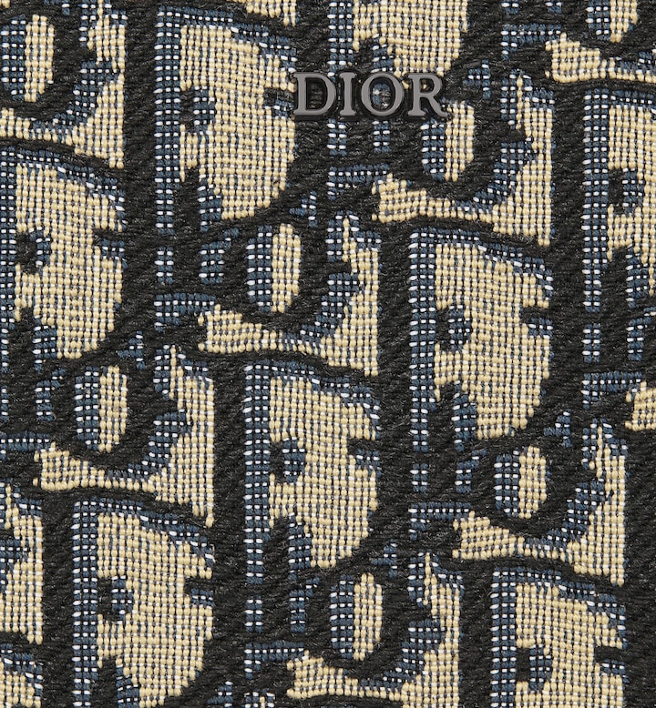 Zipped Long Wallet Beige and Black Oblique Jacquard