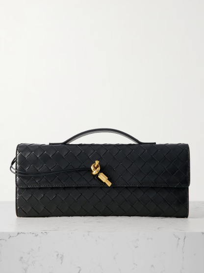 Bothtttega Vethtneta Black Woven Evening Bag