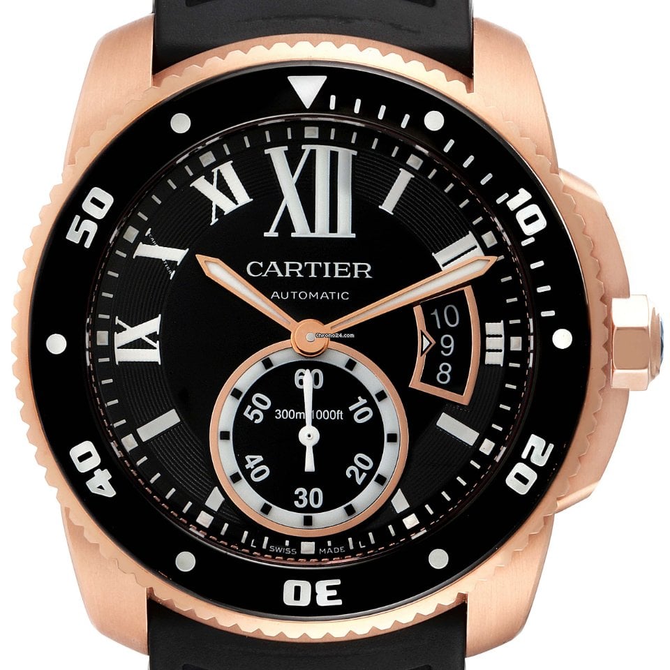 Cartier Calibre Rose Gold Black Dial Automatic Mens Watch