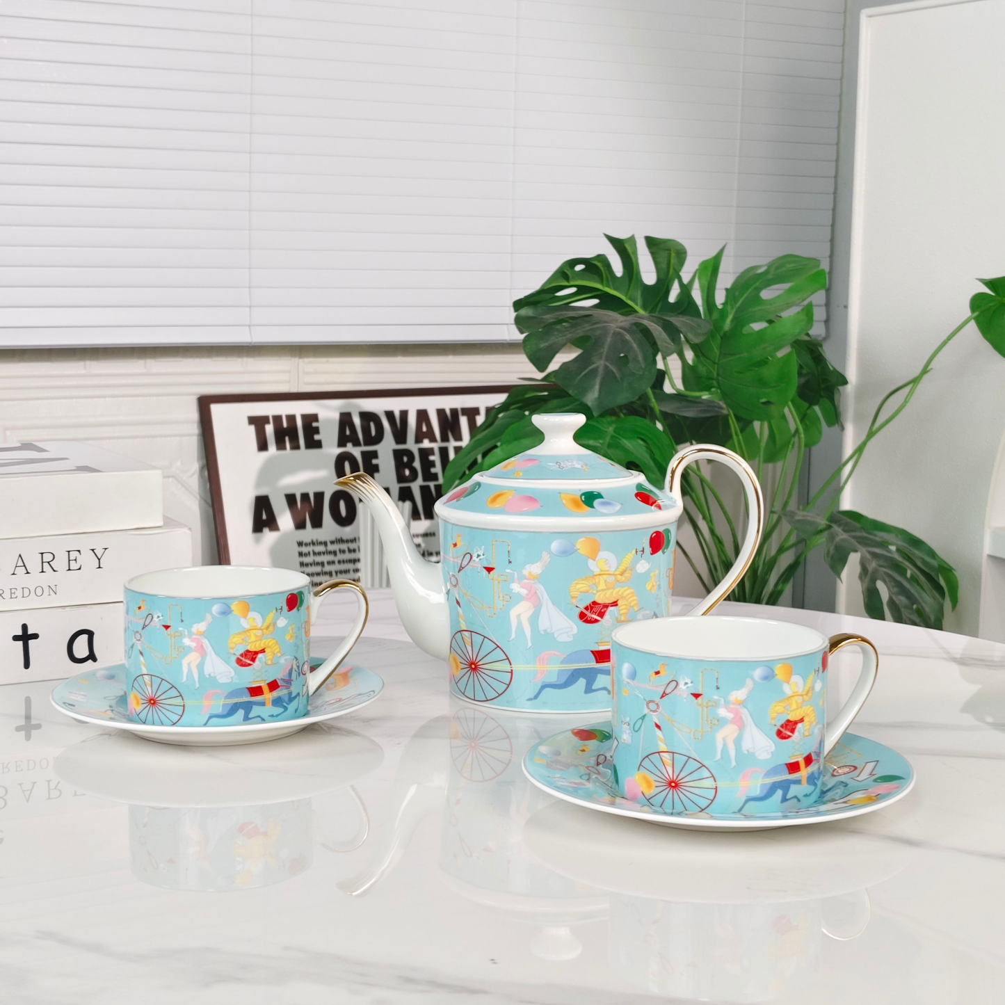 Hethtrmès 🔥 New Arrival: "Astronaut" Blue 5-Piece Bone China Dinnerware Set