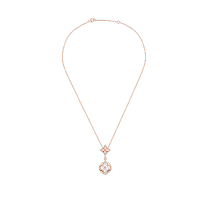 Color Blossom Necklace, Pink Gold, Pink Mother-Of-Pearl, White Mother-Of-Pearl And Diamond