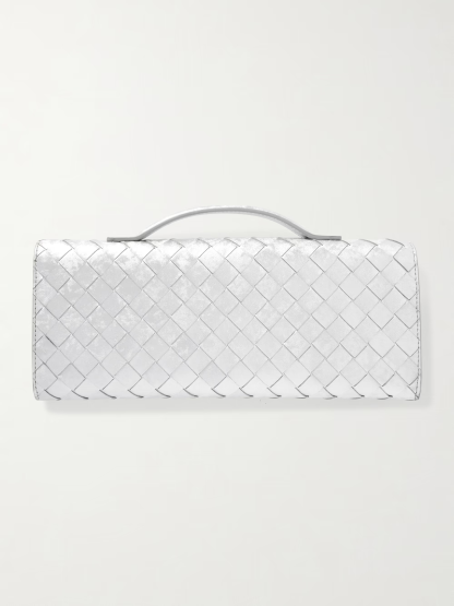 Botht ttega Vethtneta Silver Woven Evening Bag
