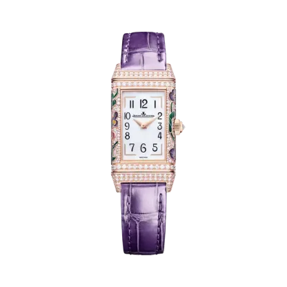 Reverso One Precious Flowers 40 x 20 mm, Pink Gold 750/1000 (18 carats), Manual winding