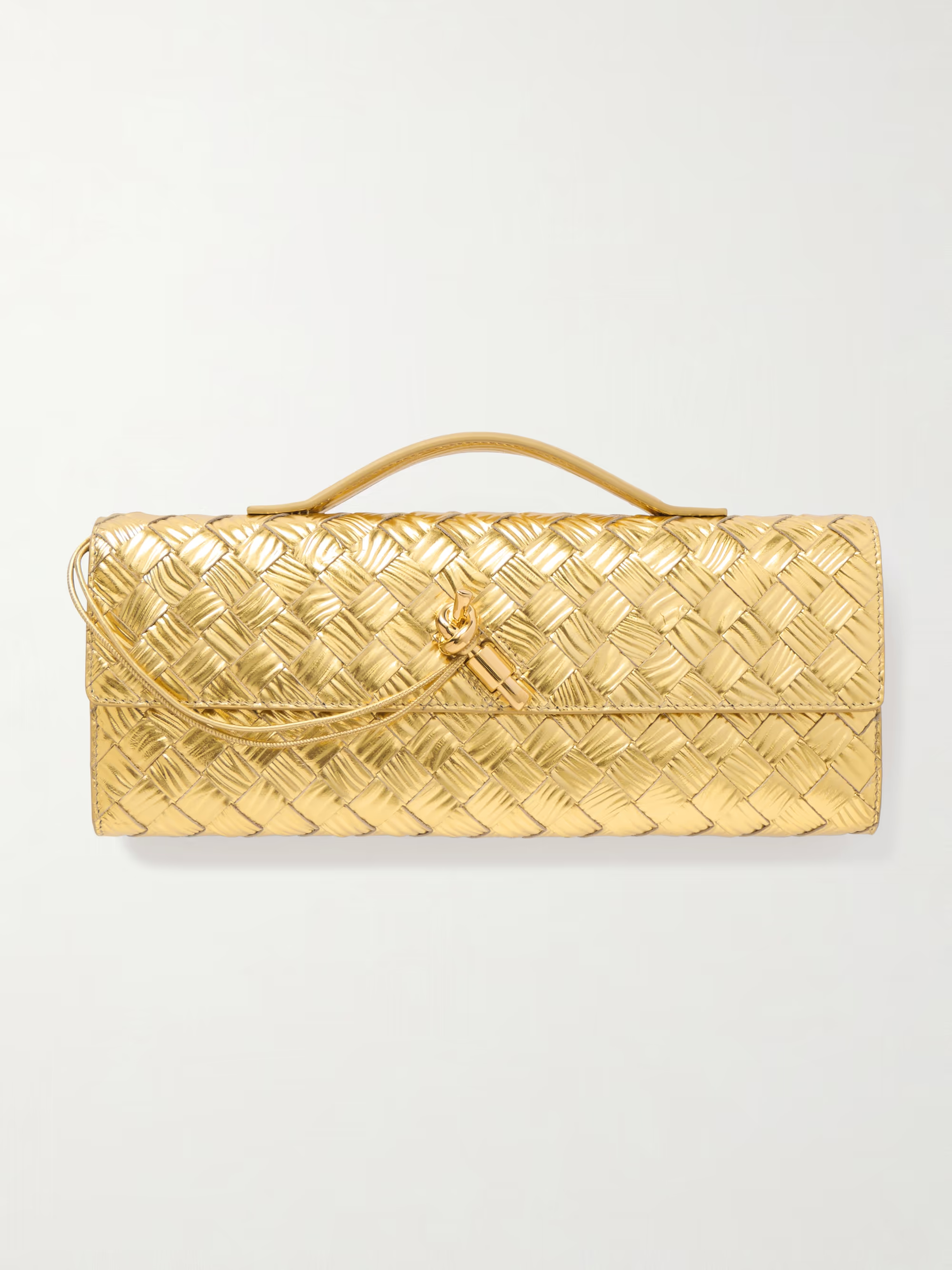 Bothtttega Vethtneta Gold Woven Evening Bag