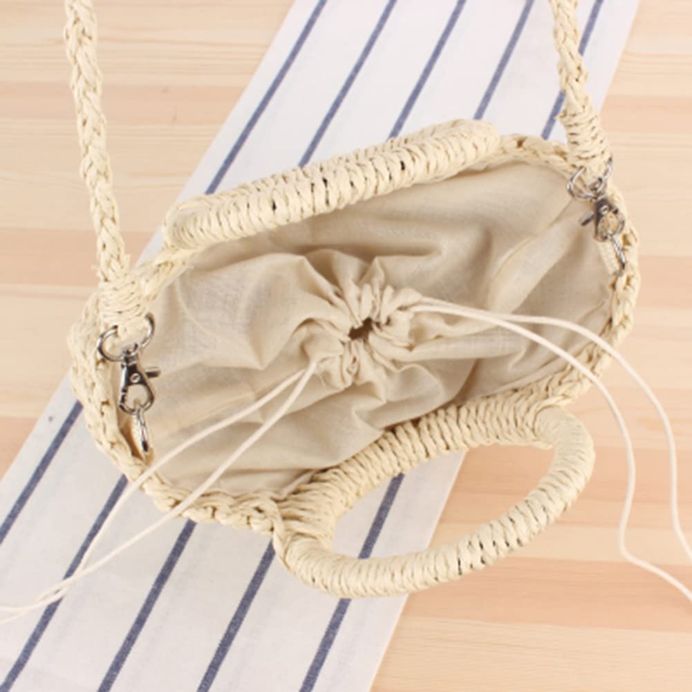 Handmade Woven Shoulder Bag Women Weaving Crossbody Bag Fashion Semicircle Holiday Beach Bags Tote