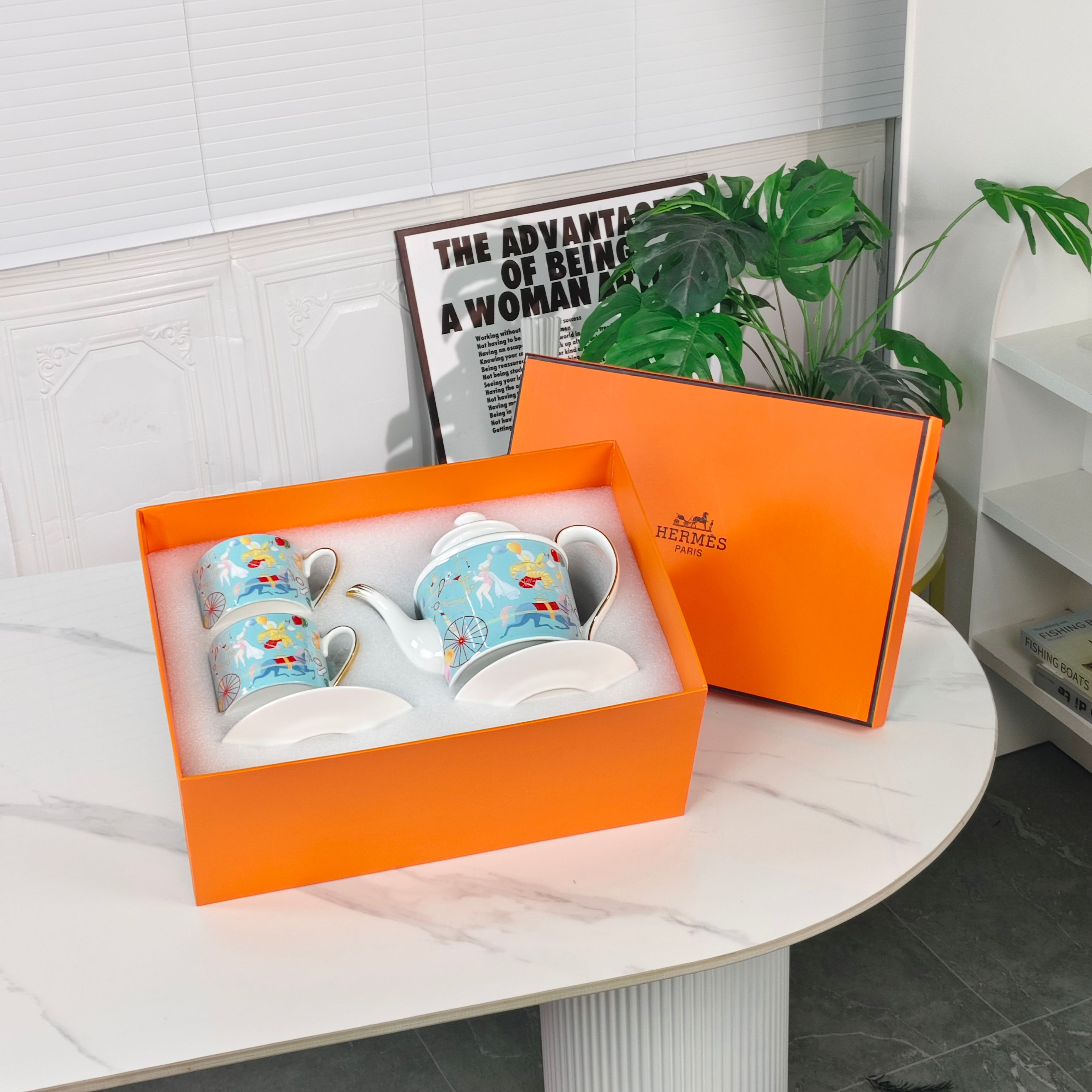 Hethtrmès 🔥 New Arrival: "Astronaut" Blue 5-Piece Bone China Dinnerware Set