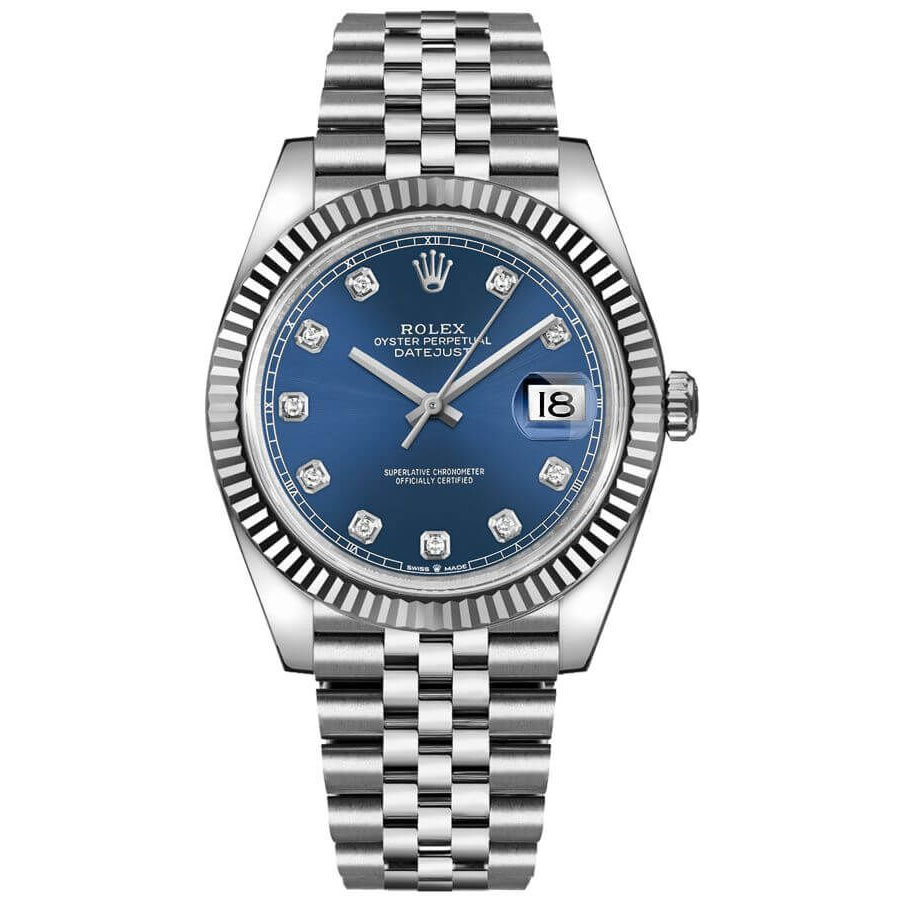 Datejust 41 Blue Diamond Dial Gold & Steel Watch