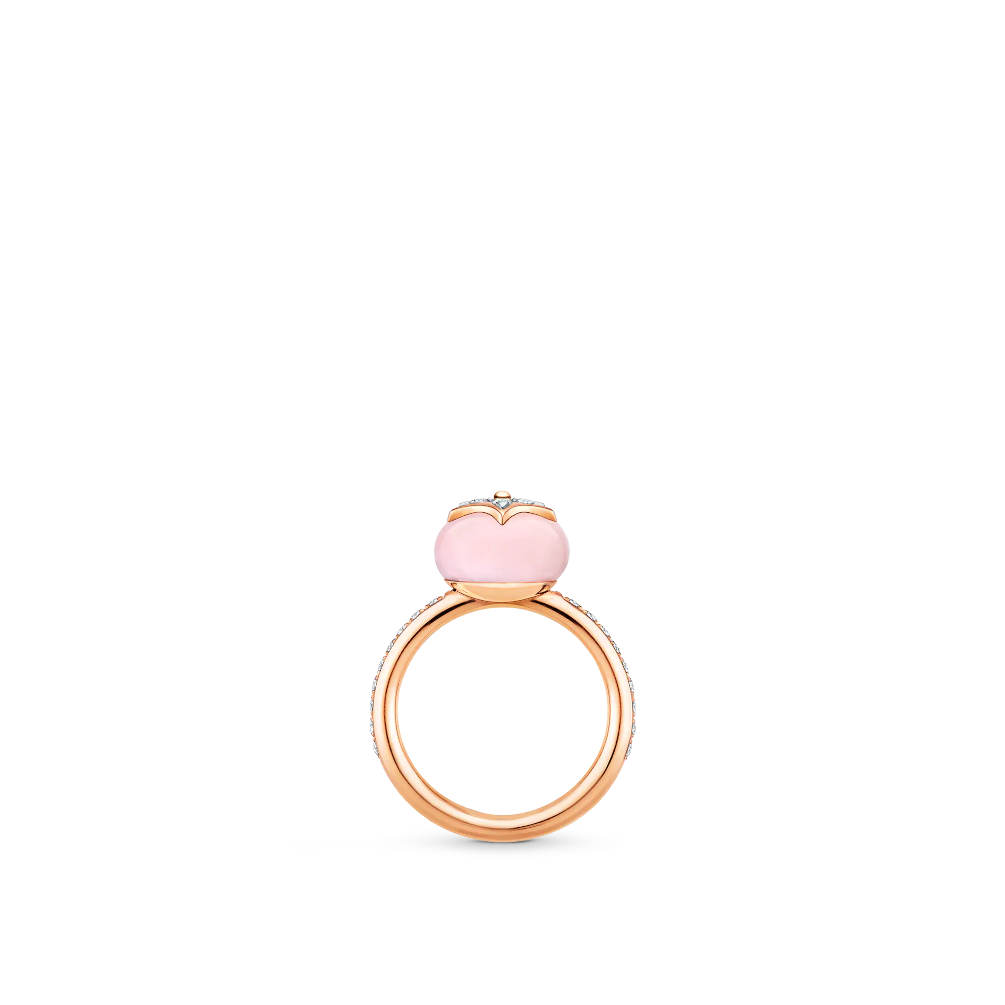 B Blossom Ring, Pink Gold, White Gold, Pink Opal And Pave Diamond