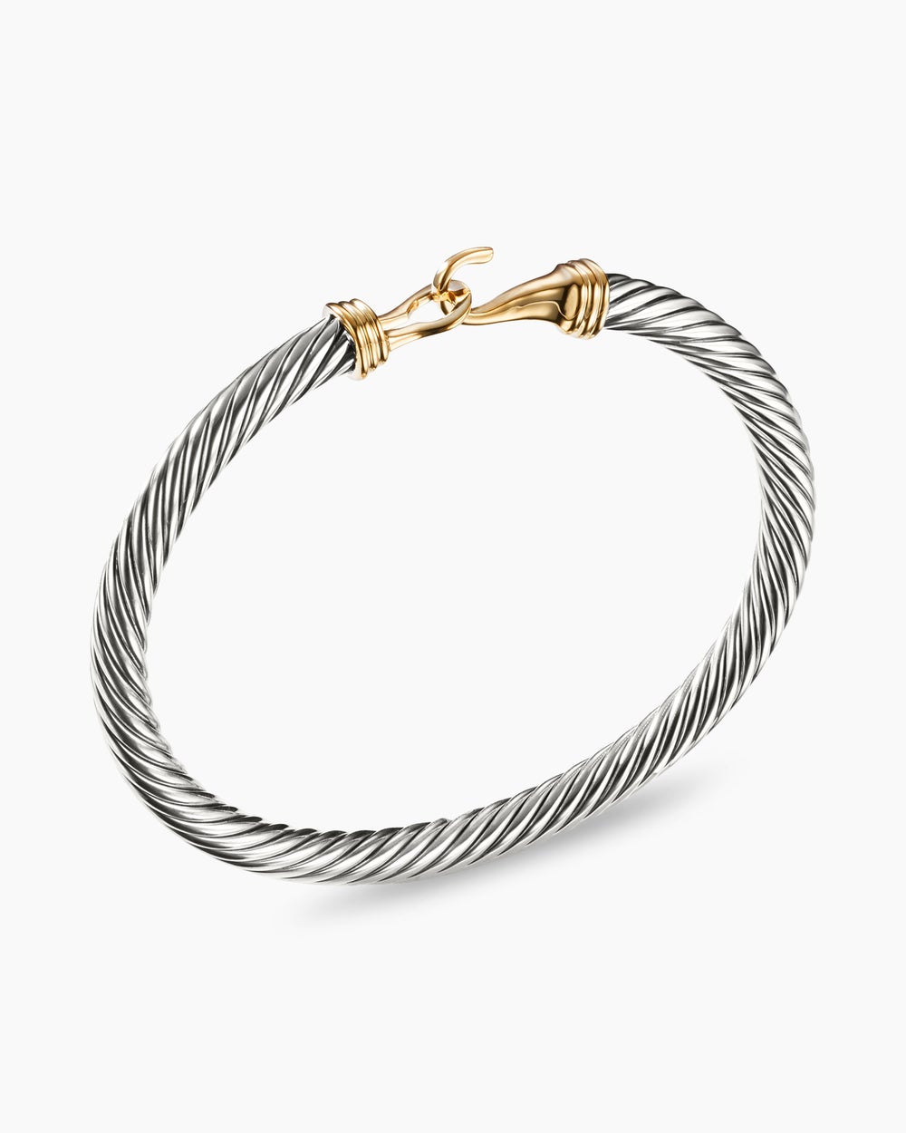 Buckle Classic Cable Bracelet Sterling Silver with 14K Yellow Gold, 5mm