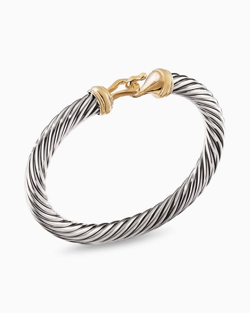 Buckle Classic Cable Bracelet Sterling Silver with 14K Yellow Gold, 7mm