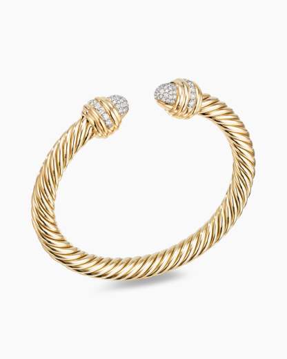 Classic Cablespira庐 Bracelet 18K Yellow Gold with Diamonds, 7mm