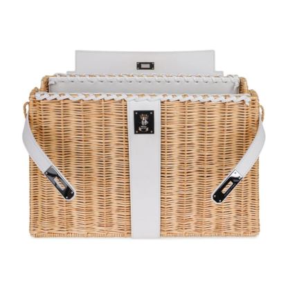 Kelly 35 Picnic Bag White Swift Leather / Osier (Wicker) Limited Edition
