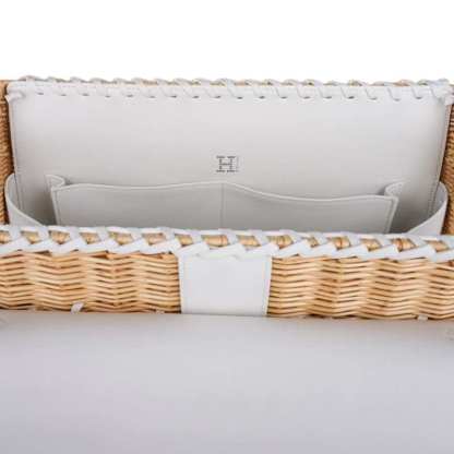 Kelly 35 Picnic Bag White Swift Leather / Osier (Wicker) Limited Edition