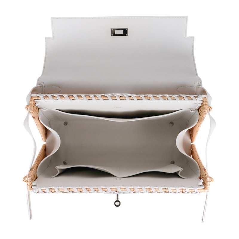 Kelly 35 Picnic Bag White Swift Leather / Osier (Wicker) Limited Edition