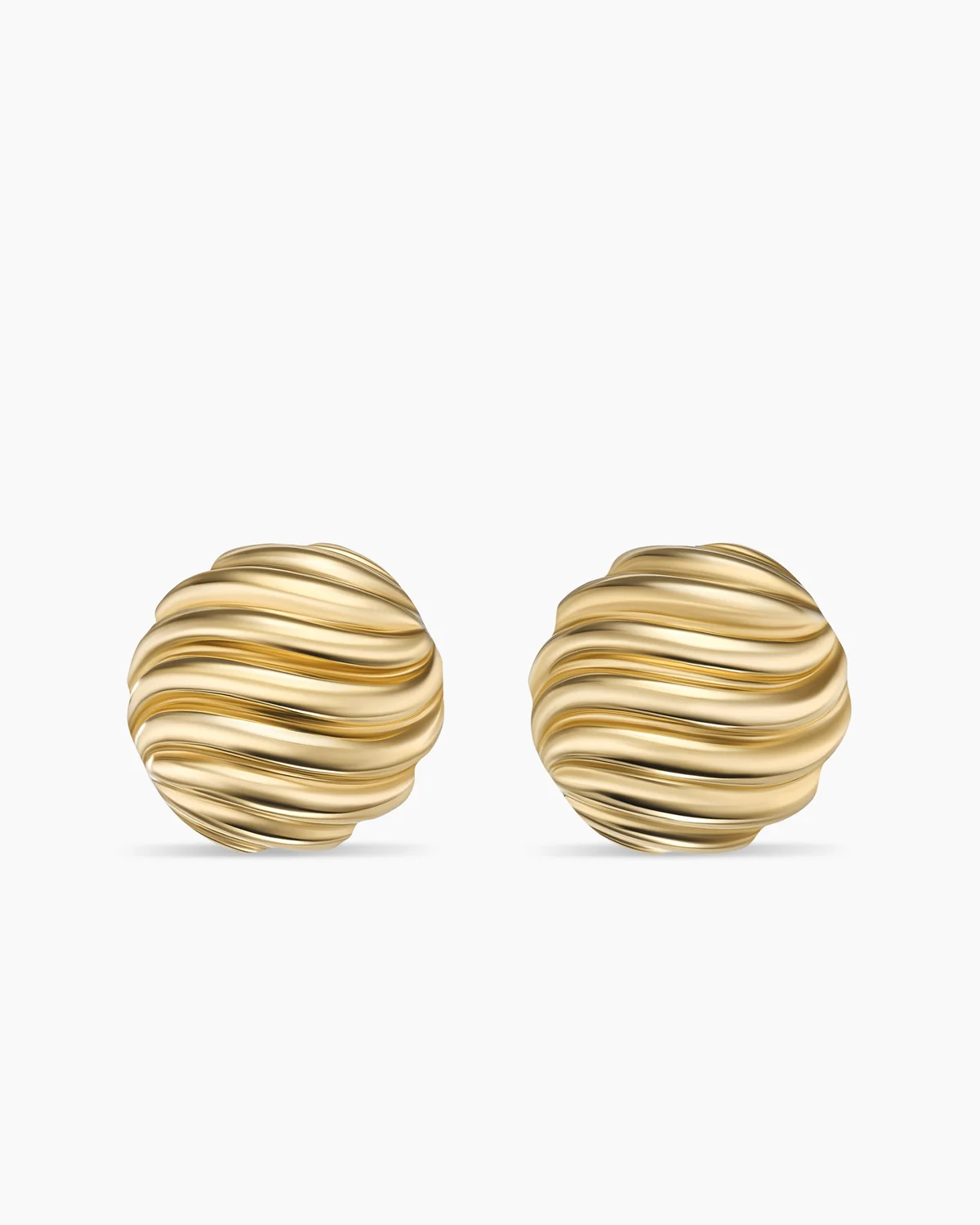 Sculpted Cable Stud Earrings 18K Yellow Gold, 14mm