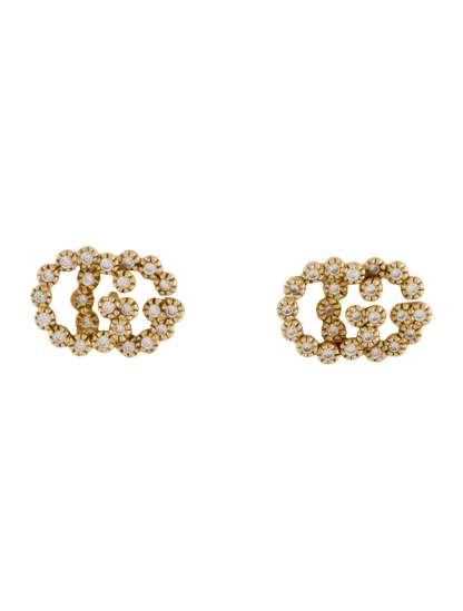 18K Running G Diamond Stud Earrings